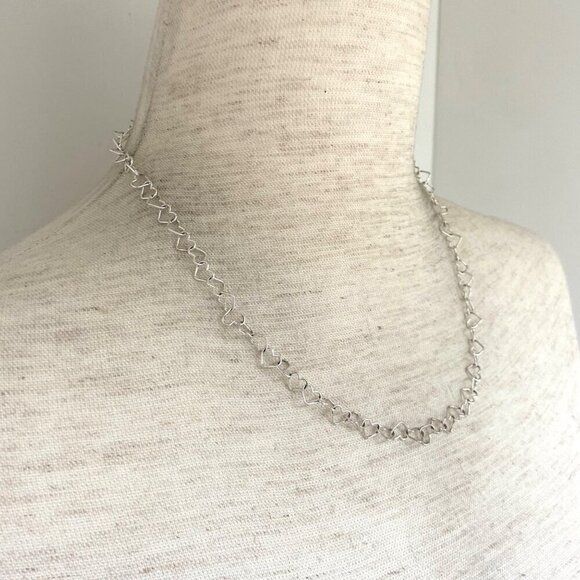 Sterling Silver 925 IBB Dainty 6MM Open Heart Link Chain Necklace 17.5" - Picture 3 of 16